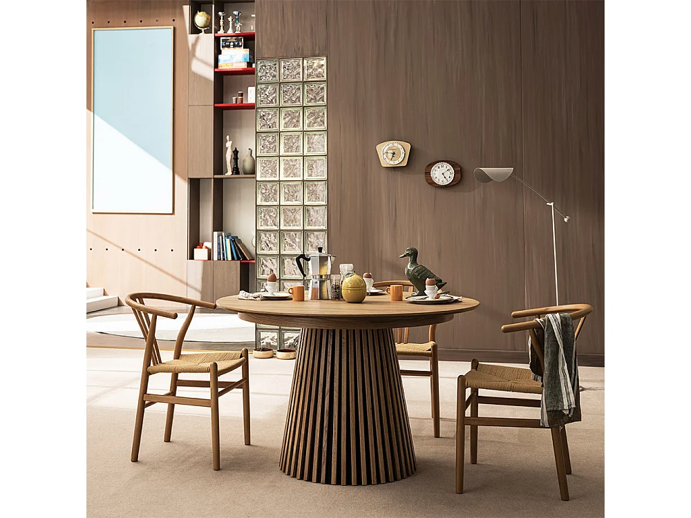 Lio - Lot de 2 chaises en corde tressée et bois - Bois clair