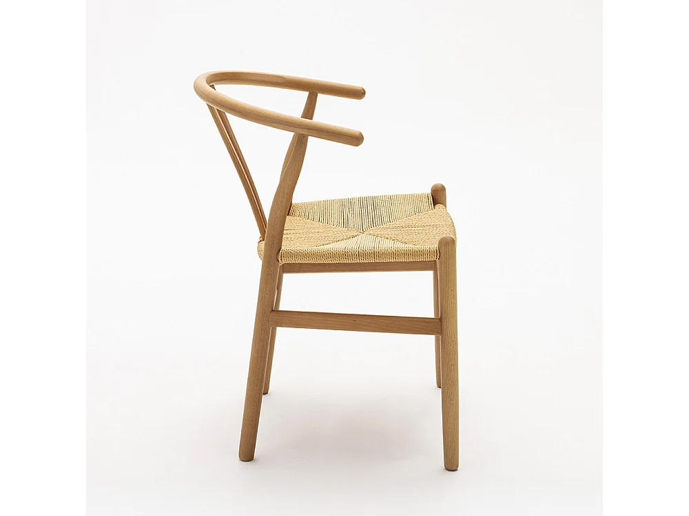 Lio - Lot de 2 chaises en corde tressée et bois - Bois clair