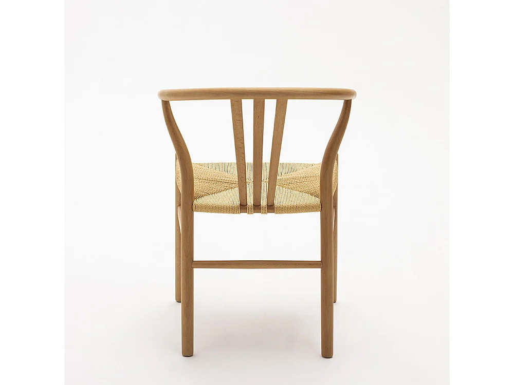 Lio - Lot de 2 chaises en corde tressée et bois - Bois clair