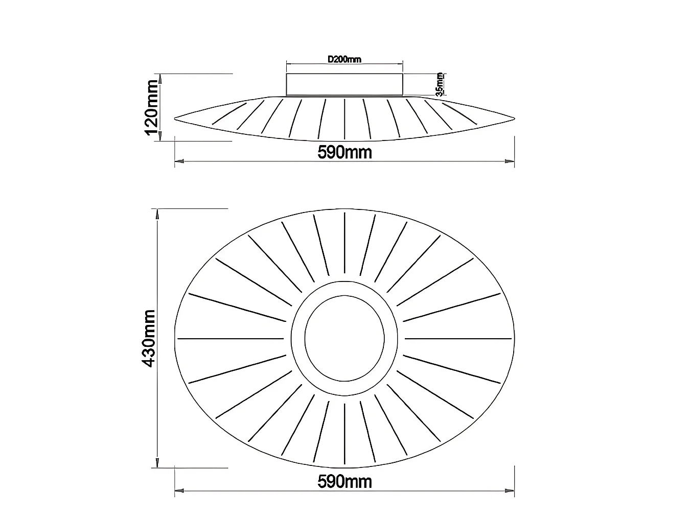 Plafonier LED Vela Integrado 24W 4000lm 3000K Branco Quente Estrutura Metal e Metacrilato Branco Regulável Corte de Fase IP20 59x43x12cm PT