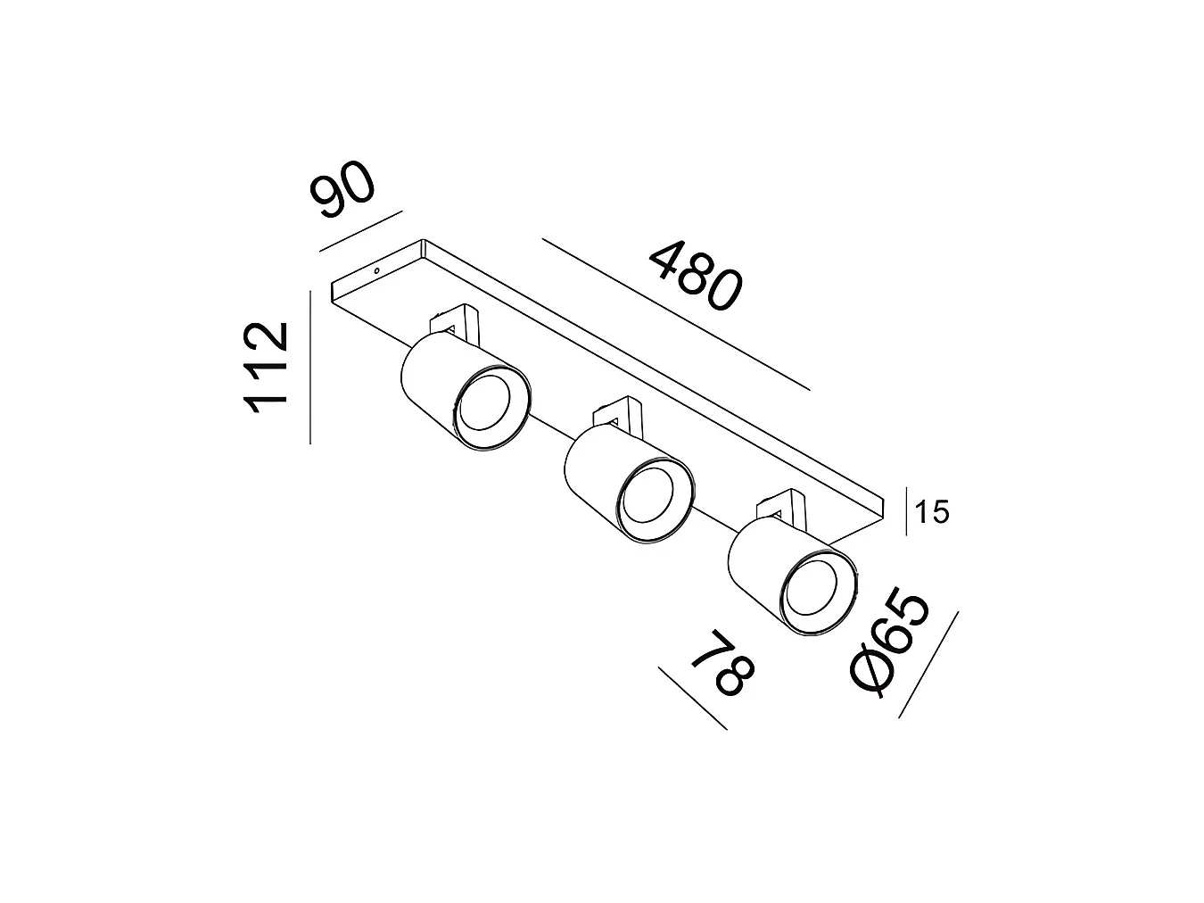 Modo Projetor Moderno de 3 Luzes em Alumínio Fundido Cor Preta, Estrutura Orientável, Casquilho GU10 Máx 35W para Iluminação de Interiores