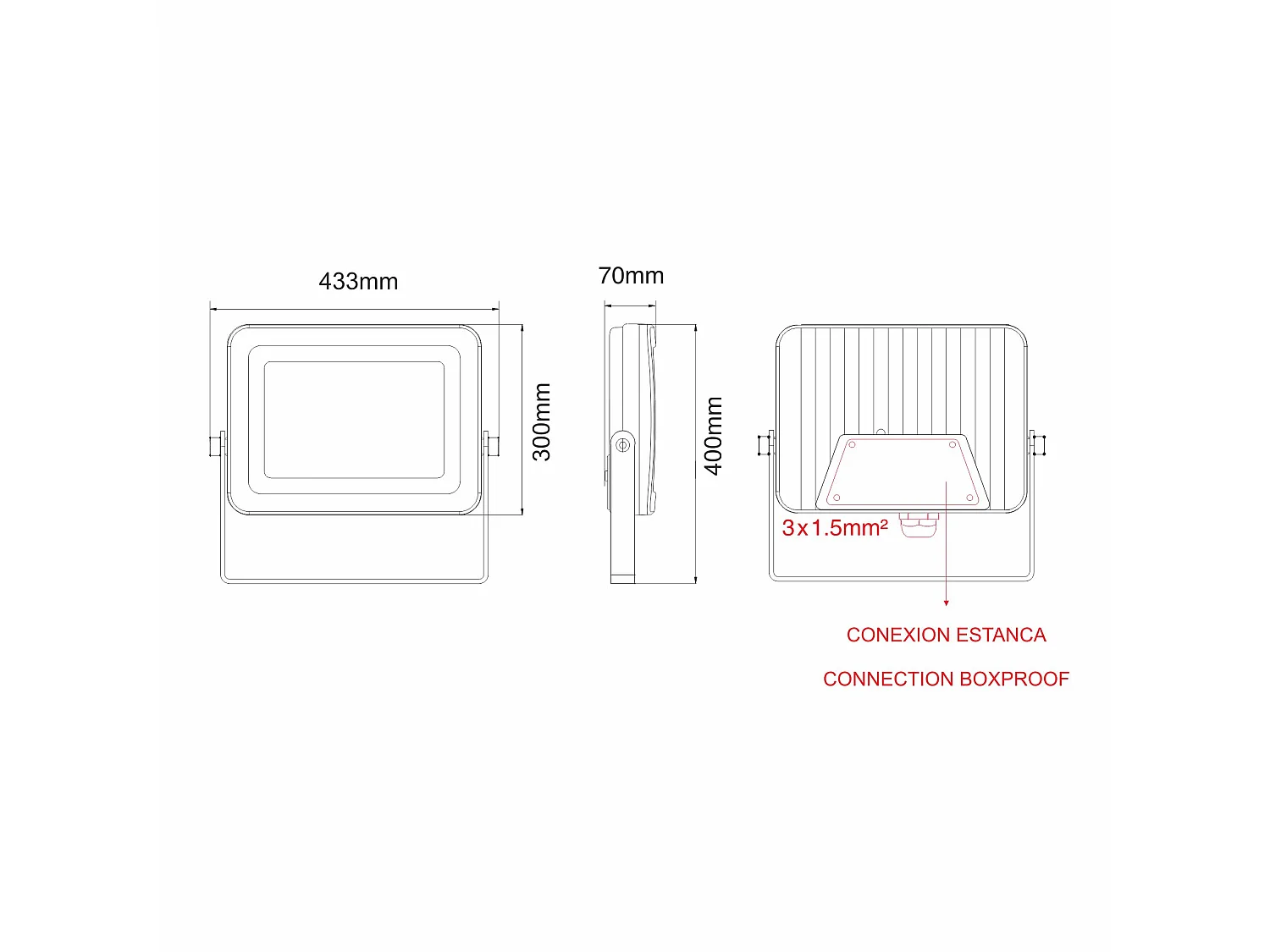 Projecteur LED Sky 200 W 115° 2200 K Noir mat - Projecteur haute puissance professionnel pour éclairage extérieur - Beneito & Faure