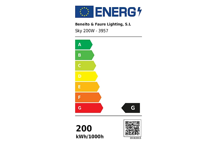 Sky LED projektør 200W 115º 2200K mat sort - Professionel højtydende projektør til udendørs belysning - Beneito & Faure