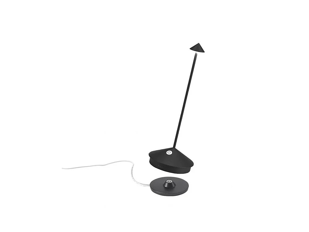 Lampe de table LED Pina Pro, noir mat, rechargeable et dimmable, sans fil, Safran, 2200-2700-3000K, IP54, autonomie 12 heures