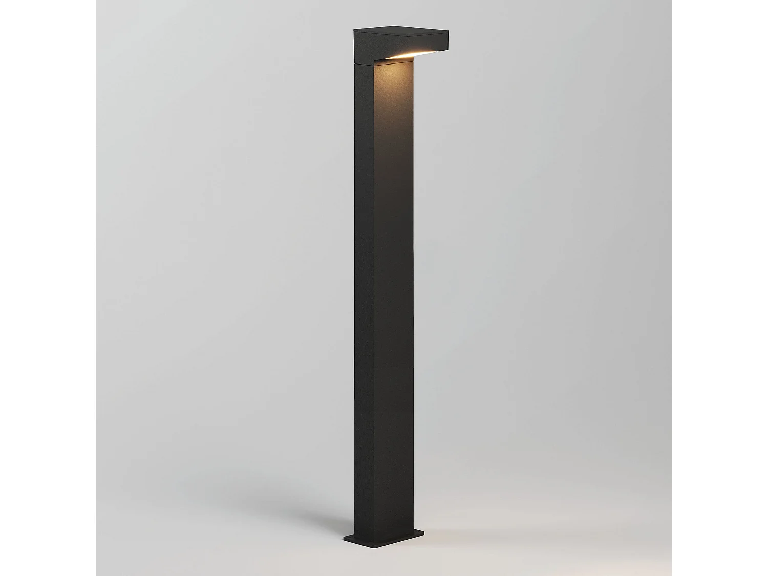 Baliza LED frontal asimétrica negra de 90 cm y 13 W con 3000 K: iluminación exterior minimalista de gran eficiencia energética y diseño moderno.