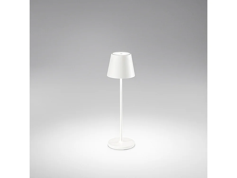 2W 3000K oplaadbare IP54 LED-tafellamp, 8124-serie, mat wit, modern metalen design, aanraakdimbaar - Perenz