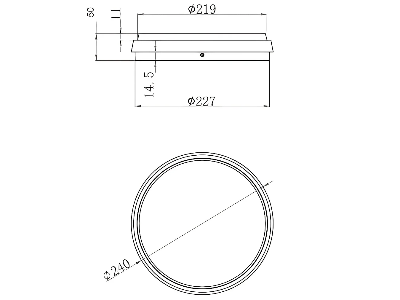 Plafondeira LED Olly em Alumínio e Policarbonato Preto 23W 2700lm 3000K IP54 Candeeiro de Teto Design Moderno Código de Produto 3315-61-101