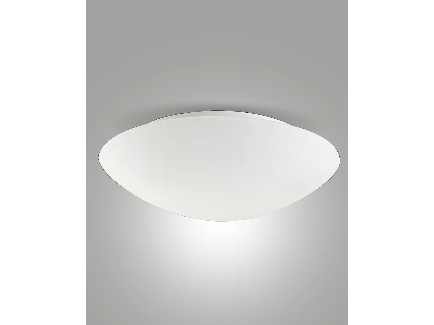 Plafonete Pandora E27 2x75W em metal e vidro soprado branco, Diâmetro 460mm, compatível com Smart Luce - Fabas Luce, iluminação elegante e moderna