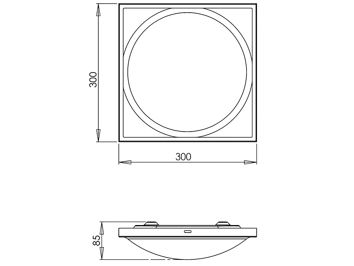 Osaka Plafonier LED 30x30 cm 12W 1100lm 3000K Branco Quente Crómio Estrutura em Metal e Vidro - Design Moderno para Iluminação de Interiores