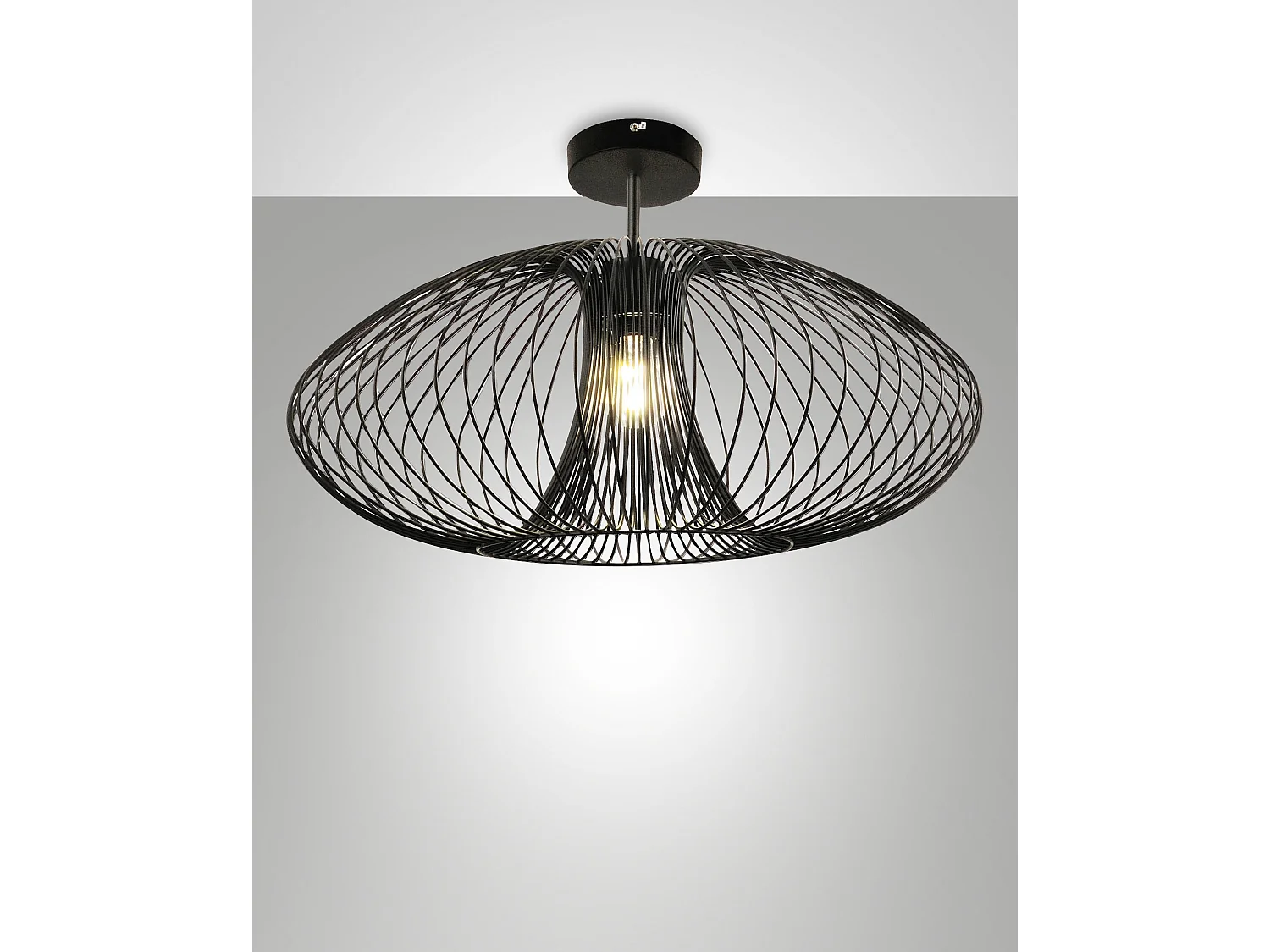 Plafonier de teto Fassa Ø60cm em metal cor preto, casquilho E27 40W, design moderno e elegante para iluminação de interiores, IP20 - Fassa