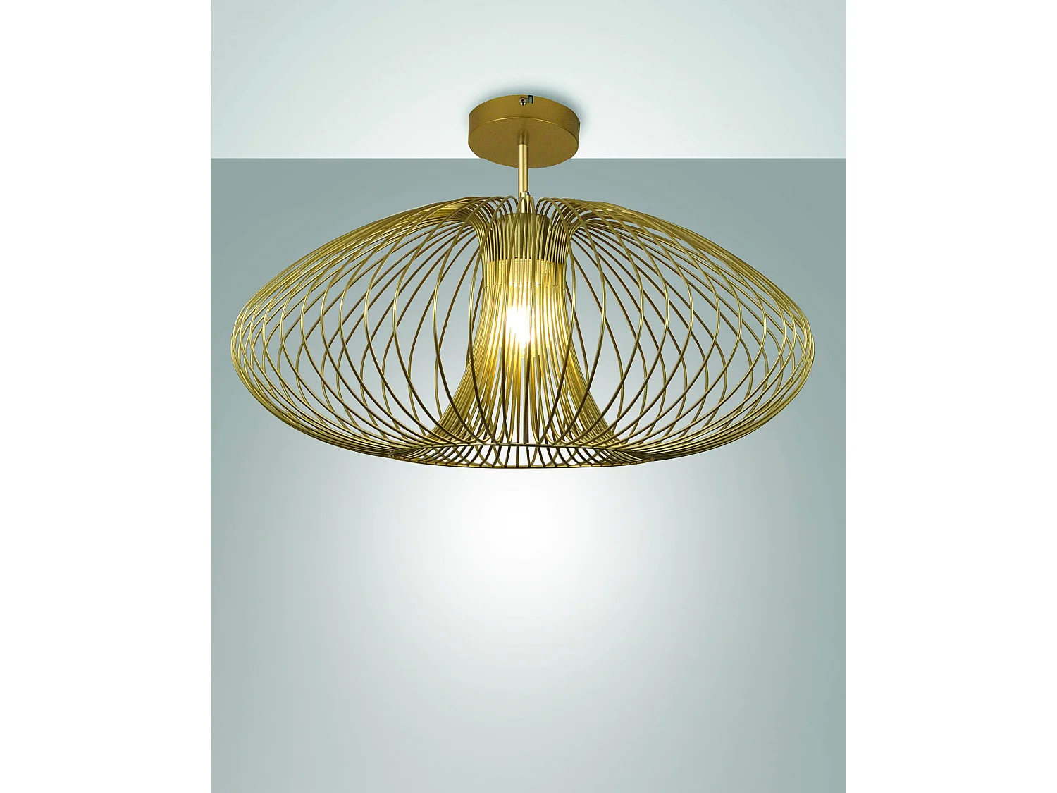 Plafonier Fassa Ø60cm em metal cor Ouro mate, casquilho E27 40W, design moderno e elegante para iluminação de interiores, classe IP20 - Fassa