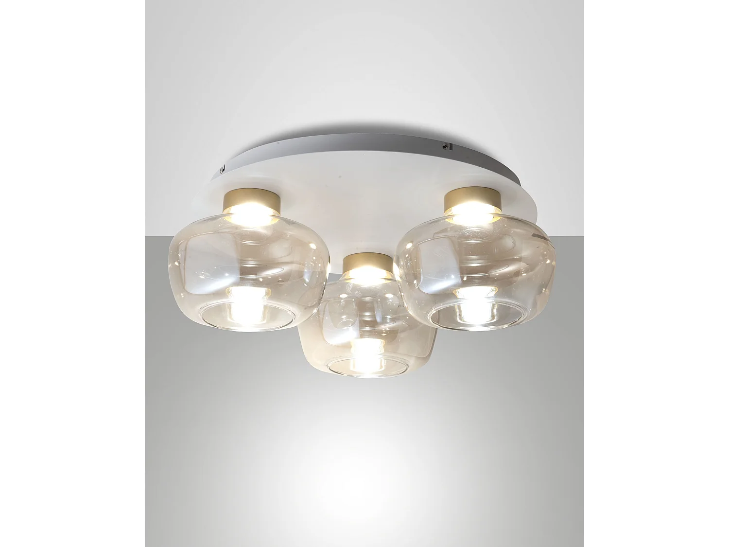 Plafon LED Kino Ø51cm 36W 3900lm 3000K Intensidade regulável por níveis, Estrutura em metal e vidro borossilicato Cognac, Classe 1, IP20 - Kino