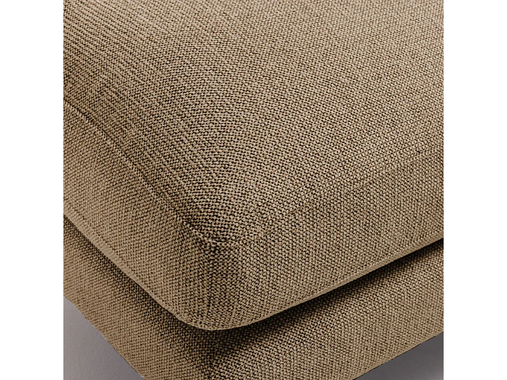 Villabon - Pouf en tissu pieds bois foncé - Caramel chiné