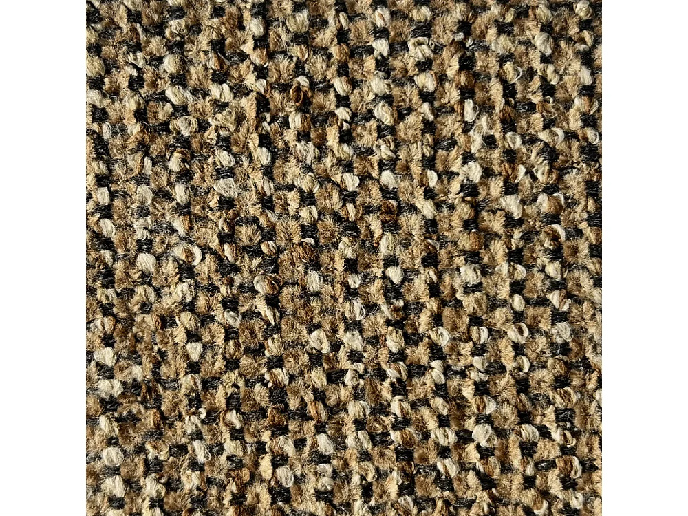 Villabon - Pouf en tissu pieds bois foncé - Caramel chiné