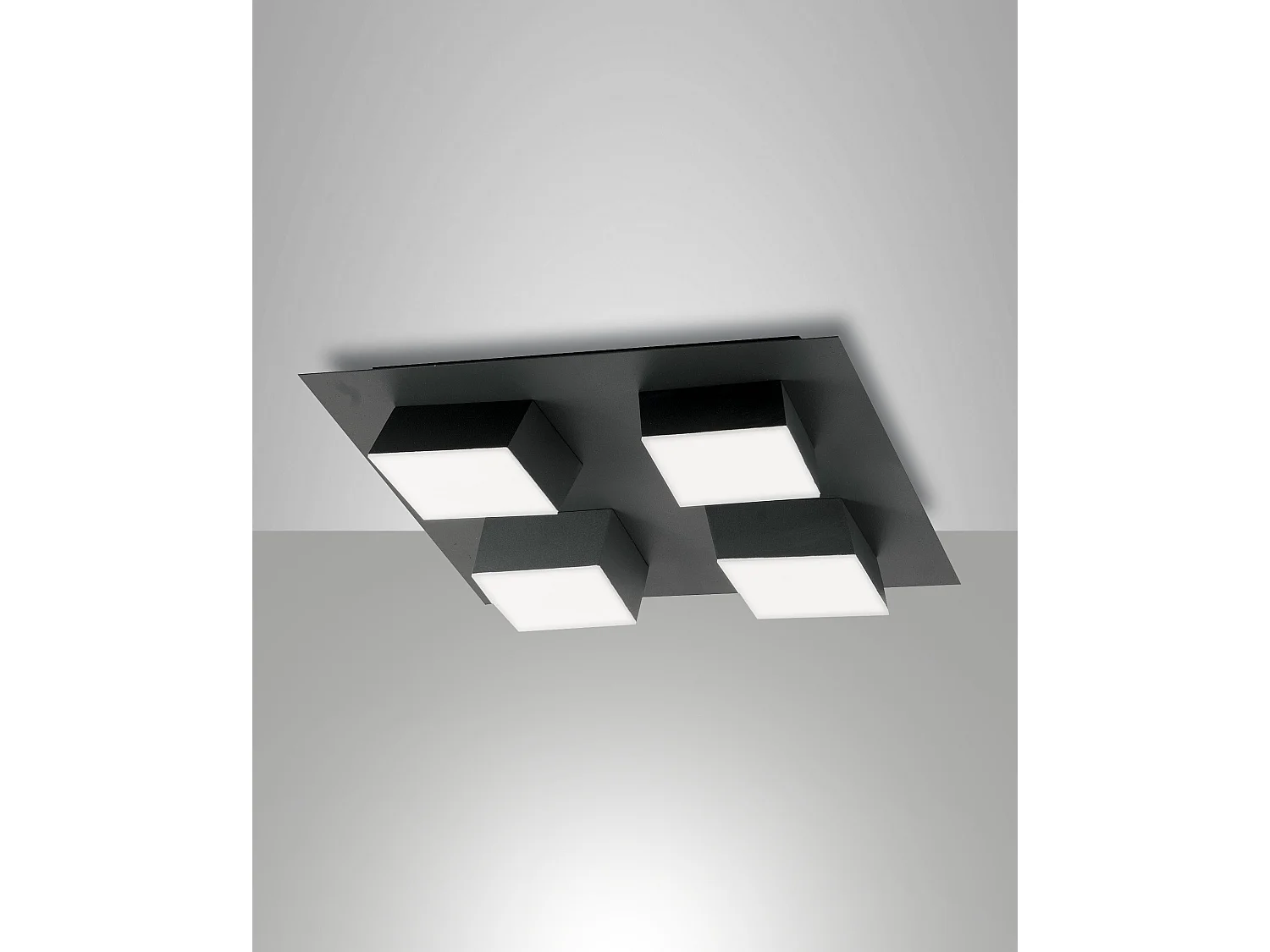 Lucas Plafonier LED Quadrado 48W 4160lm 3000K Antracite - Estrutura em Metal e Metacrilato Regulável por Corte de Fase, Design Moderno IP20