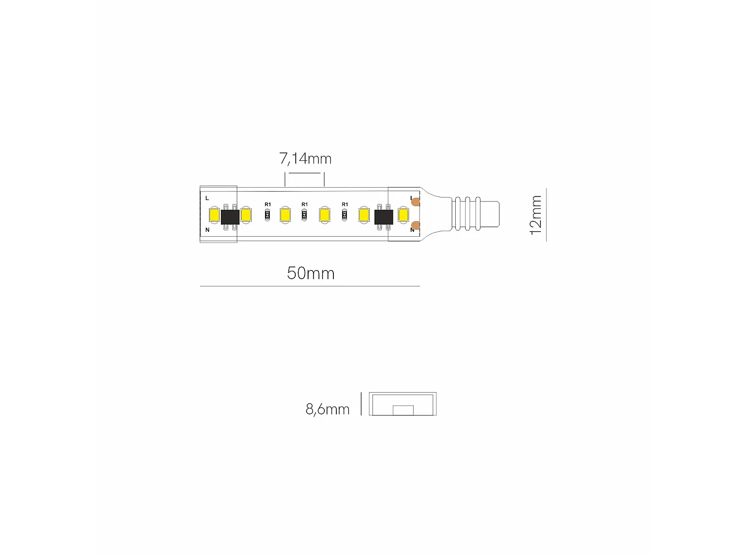 LED-strip 50m Fine 75 220V 7W/m 2700K IP65 - Zeer efficiënte flexibele LED-strip voor binnen en buiten - Beneito & Faure