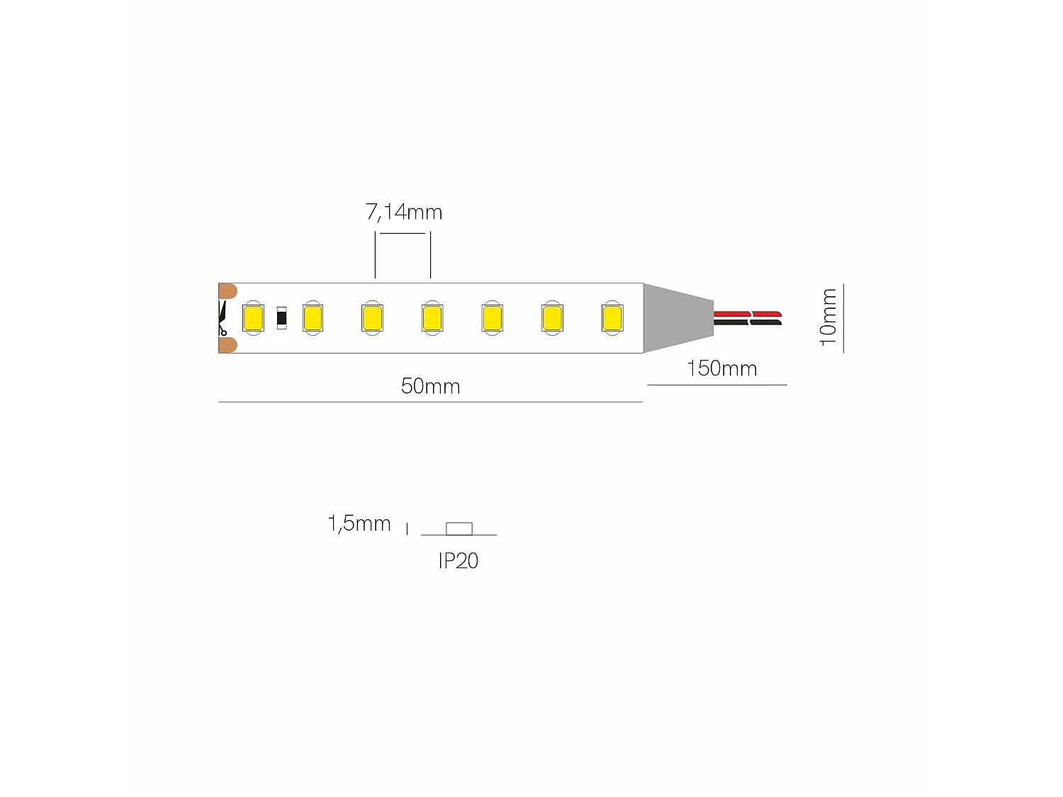 10 meter LED-strip Beneito & Faure Fine 64 24V 2,5W/m IP20 2700K hoge kleurweergave-index (CRI) >90 - Elegante accentverlichting