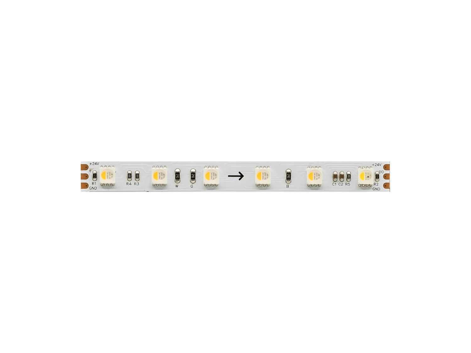 RGB+3000K Fine SPI-3 LED-strip van 5 meter, 11W/m, 24V, IP20, met pixel-voor-pixel aansturing en een hoge dichtheid van 60 LED's/m - Beneito & Faure