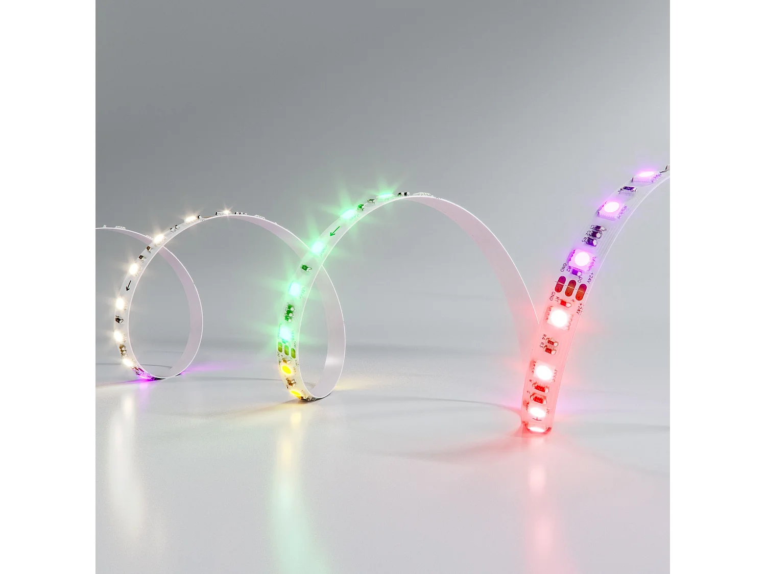 RGB+3000K Fine SPI-3 LED-strip van 5 meter, 11W/m, 24V, IP20, met pixel-voor-pixel aansturing en een hoge dichtheid van 60 LED's/m - Beneito & Faure