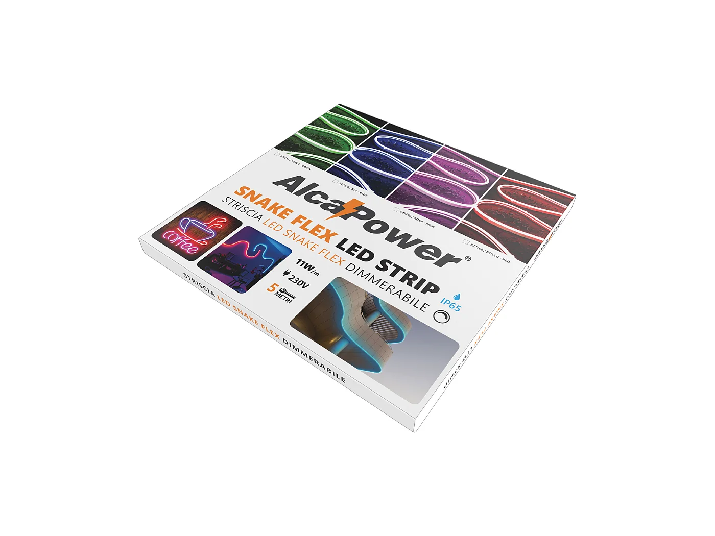 Alcapower Snake Flex LED-strip 5m IP65 230V 12W/m Rood, Flexibele Siliconen, Hoge Efficiëntie met Geïntegreerde SMD 2835 Technologie