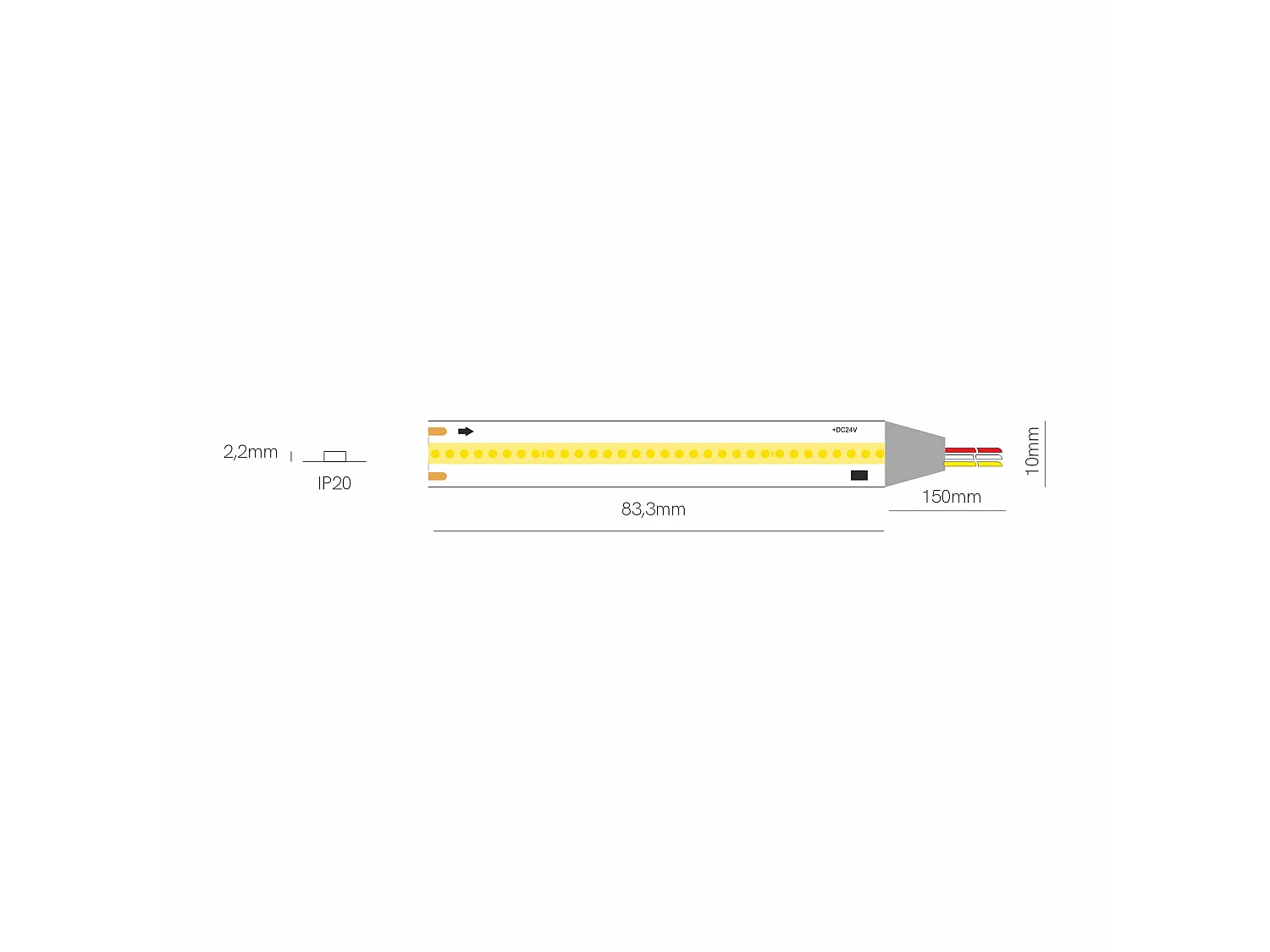 5m 24V 12W/m Fine Running COB LED-strip 2700K IP20 met SPI-technologie voor dynamische pixel-voor-pixel-besturing - Beneito & Faure