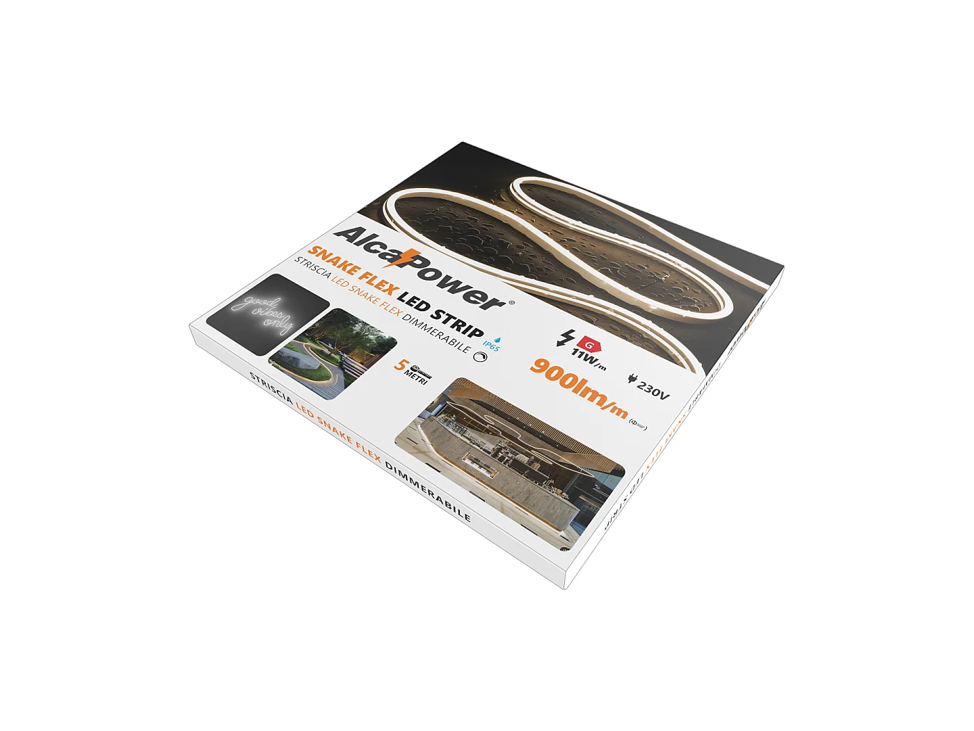 Alcapower Snake Flex LED-strip 5m IP65 230V 12W/m 4000K Natuurlijk Licht 120 LED/m Flexibele Siliconen Vochtwerend Hoge Efficiëntie