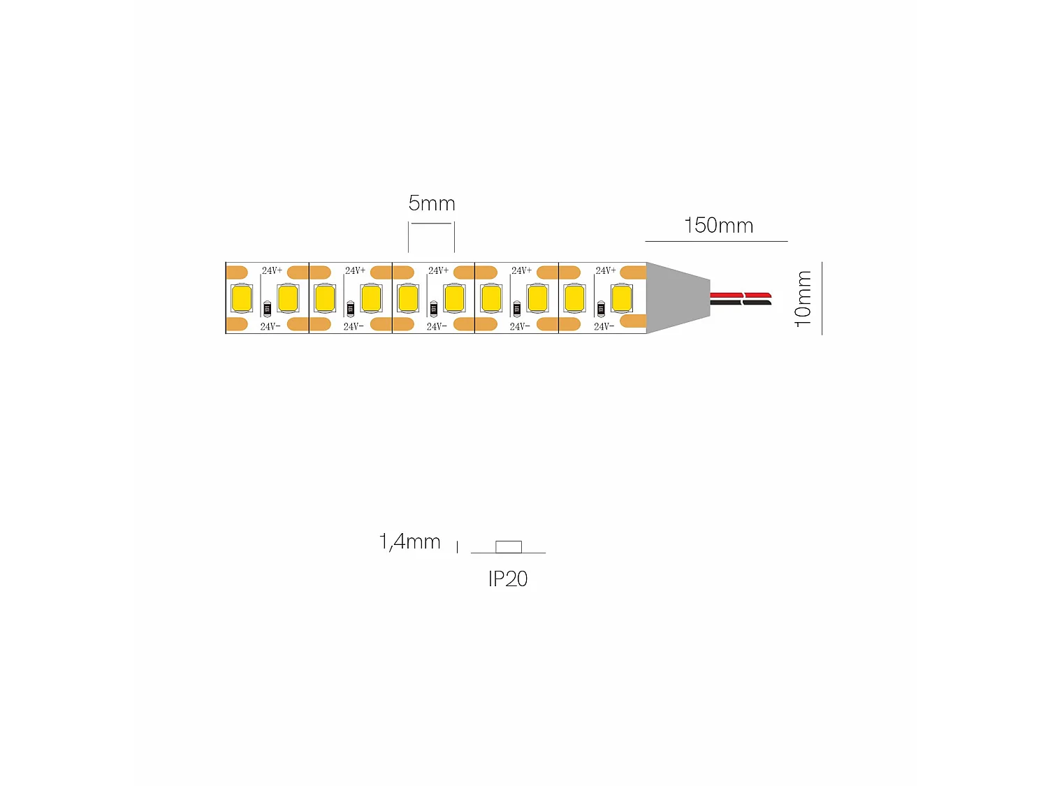 Beneito & Faure FINE LED-strip van 5 meter, 19,2 W per meter, IP20-bescherming, 4000K neutraal wit licht, hoog rendement - Beneito & Faure