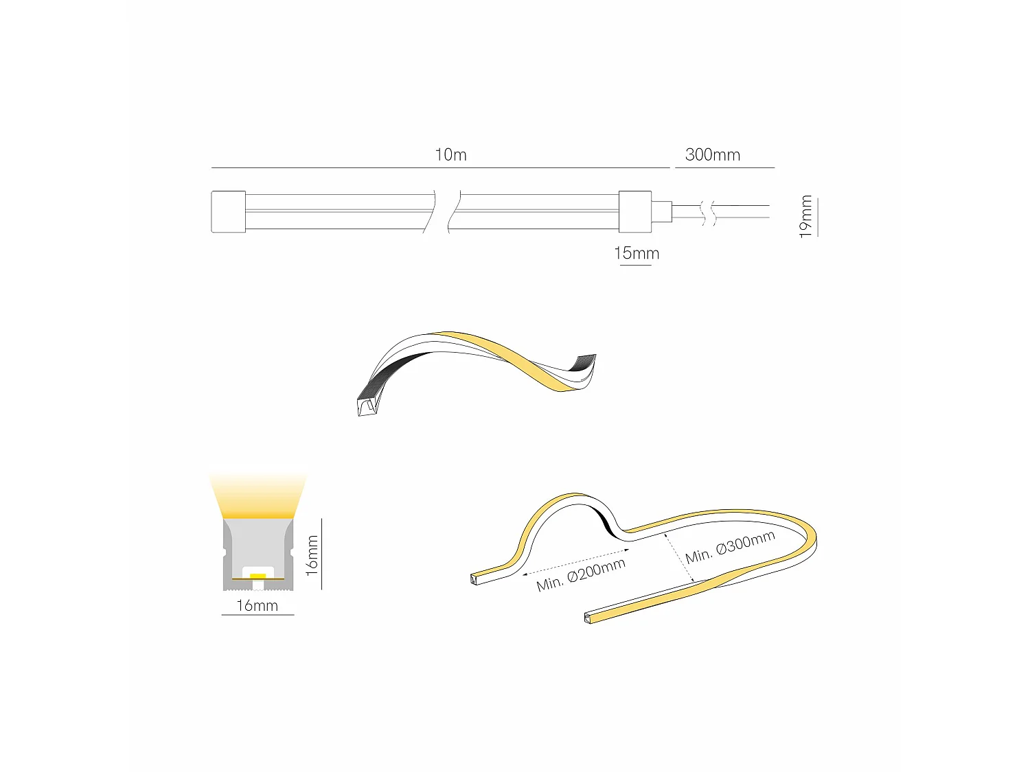 Beneito & Faure 10m LED-strip FINE 77 24W 3000K IP67 Natuurlijk Warm Licht - Professionele Flexibele Verlichting voor Binnen- en Buitengebruik
