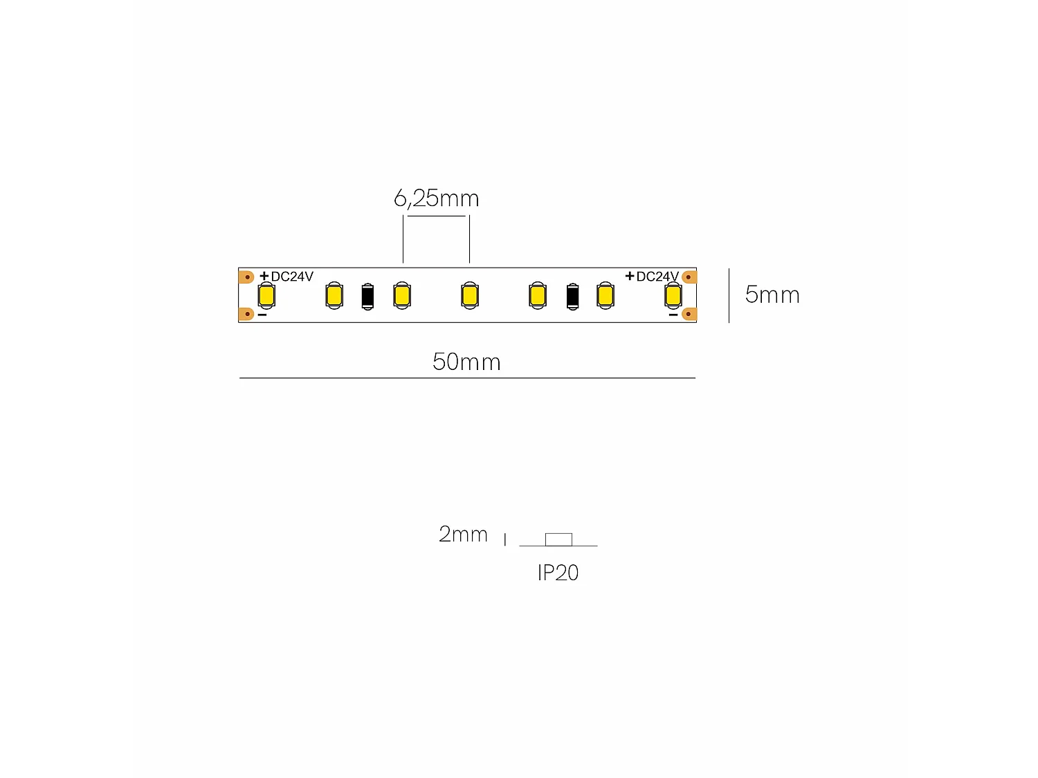 5 meter LED-strip Fine 88-serie 24V 12W/m Kleurtemperatuur 4000K IP20 - Professionele binnenoplossing van Beneito & Faure