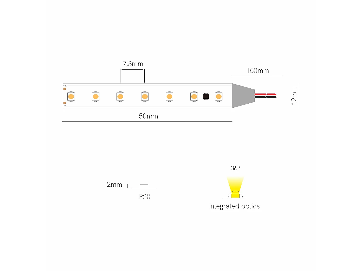 Beneito & Faure Fine 76 LED-strip, 5 meter, 24V, 18W/m, 3000K, 126 LED's/m, IP20, 36-graden optiek voor accentverlichting