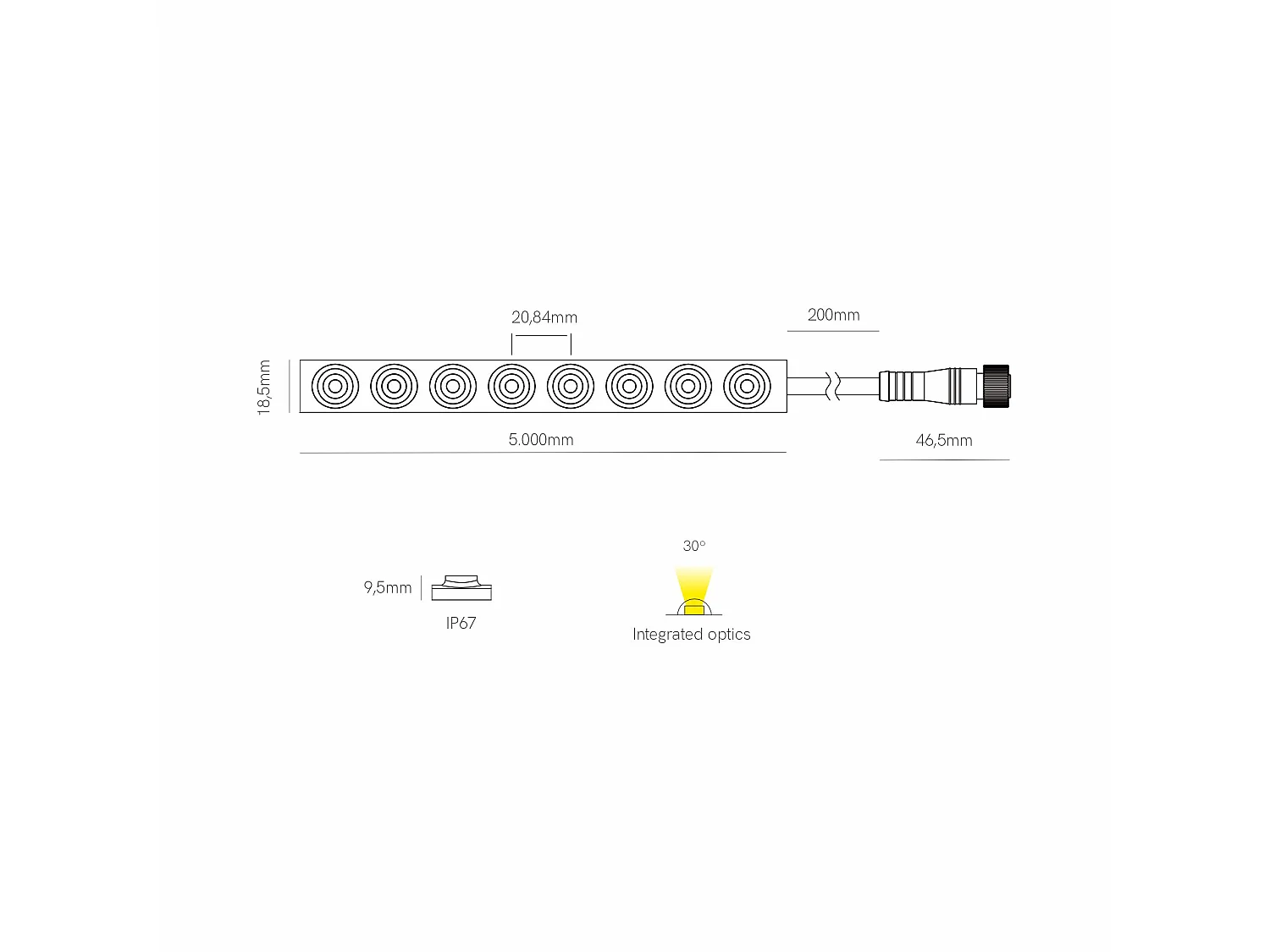 LED-strip 5m FINE 96 24V 18W/m 4000K IP67 Hoog rendement CRI>90 - Professionele verlichting voor binnen- en buitengebruik Beneito & Faure