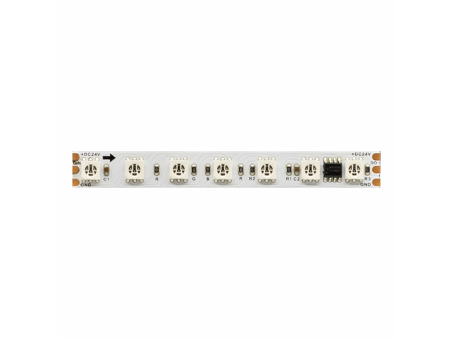 5 meter RGB LED-strip FINE SPI2 24V 14W/m 84 LED's/m IP20 met SPI-technologie voor individuele pixelbesturing - Beneito & Faure