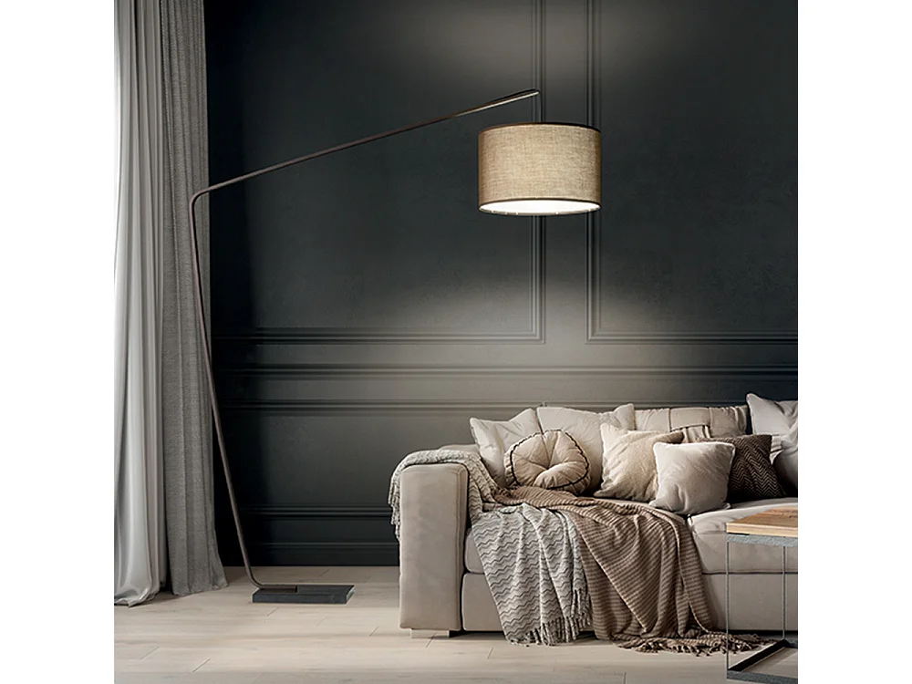 Candeeiro de Pé em Arco Metal Castanho Metalizado, Base em Mármore, Design Moderno, Altura 215 cm, Casquilho E27 Máx 40W - Perenz Iluminação