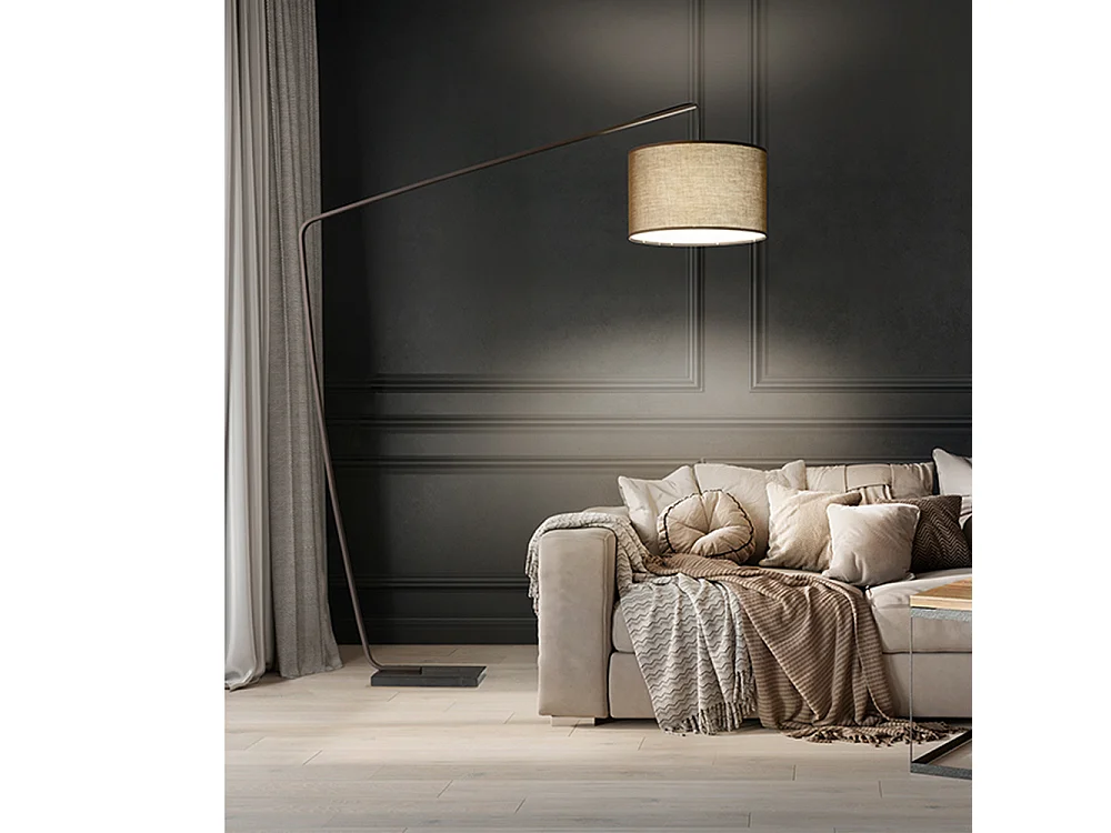 Candeeiro de Pé em Arco Metal Castanho Metalizado, Base em Mármore, Design Moderno, Altura 215 cm, Casquilho E27 Máx 40W - Perenz Iluminação