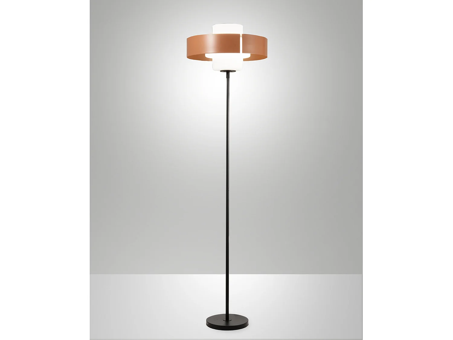 Lampada da terra Loto 170cm in Metallo e Vetro Soffiato, Colore Mattone, Attacco E27 40W, Design Elegante con Variatore - Loto