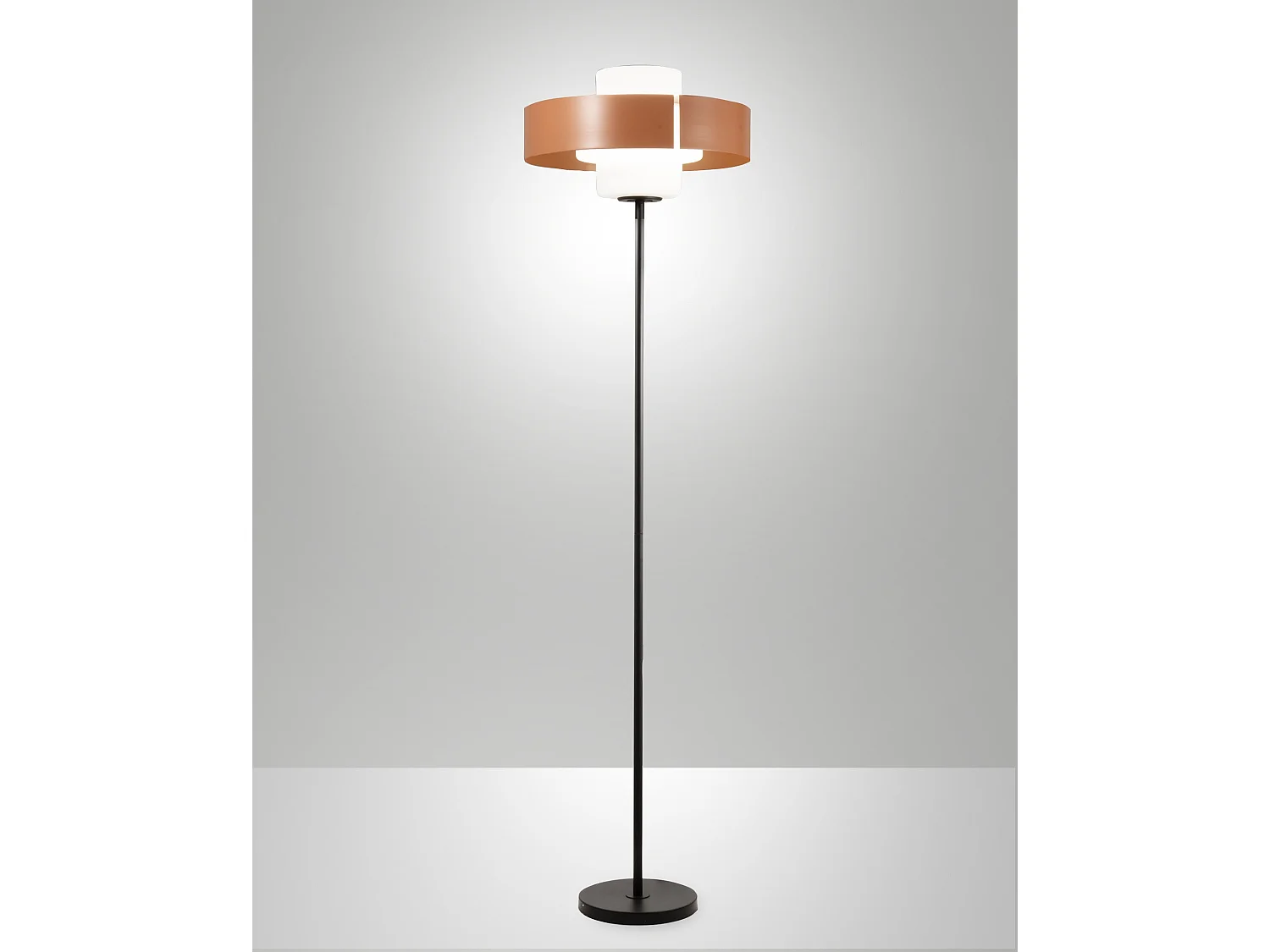Lampa podłogowa Loto 170 cm z metalu i dmuchanego szkła, kolor ceglany, oprawka E27 40 W, elegancki design ze ściemniaczem - Loto