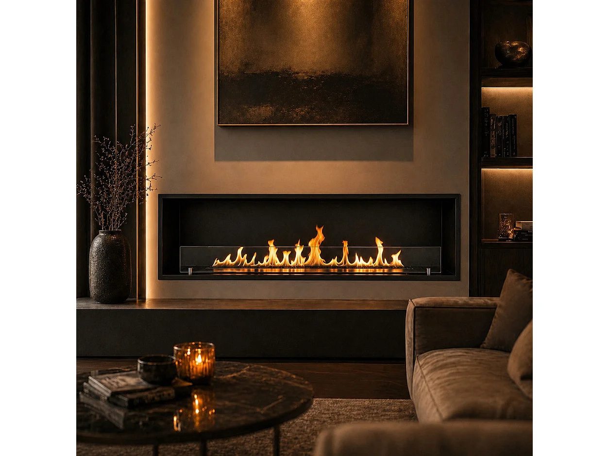 SATURNO150 TOPLINE 150x50 Vægmonteret pejs med bioethanol