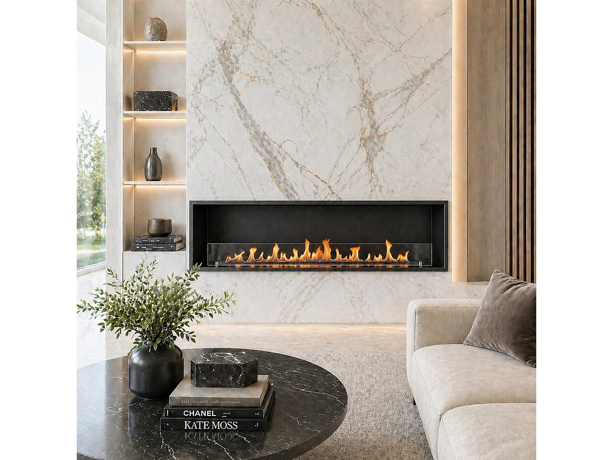 SATURNO150 TOPLINE 150x50 Vægmonteret pejs med bioethanol