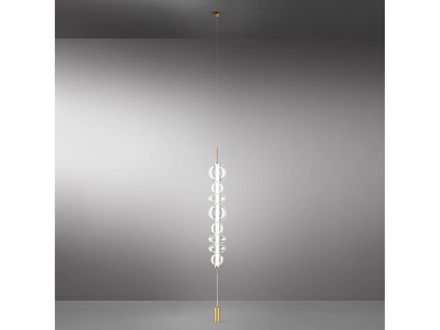 Lâmpada de pé LED série 8165 em Ouro Escovado, Estrutura em Metal e Vidro Borossilicato, Altura Ajustável, 37W, 3000K da prestigiada marca Perenz