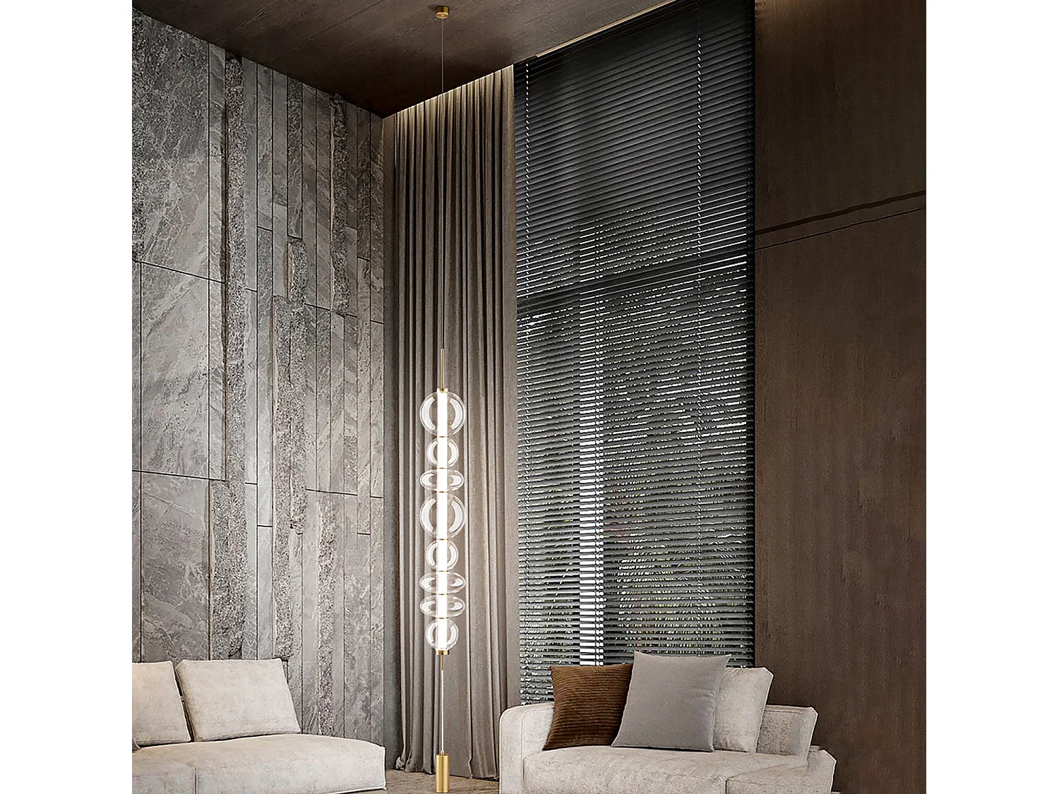 Lâmpada de pé LED série 8165 em Ouro Escovado, Estrutura em Metal e Vidro Borossilicato, Altura Ajustável, 37W, 3000K da prestigiada marca Perenz