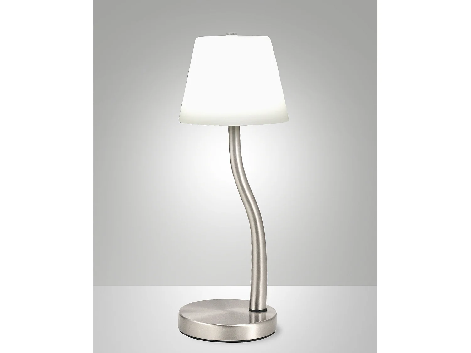 Lámpara de mesa LED Ibla 9W 750lm 3000K, regulable mediante tacto, estructura de metal y cristal soplado, color níquel satinado - Ibla