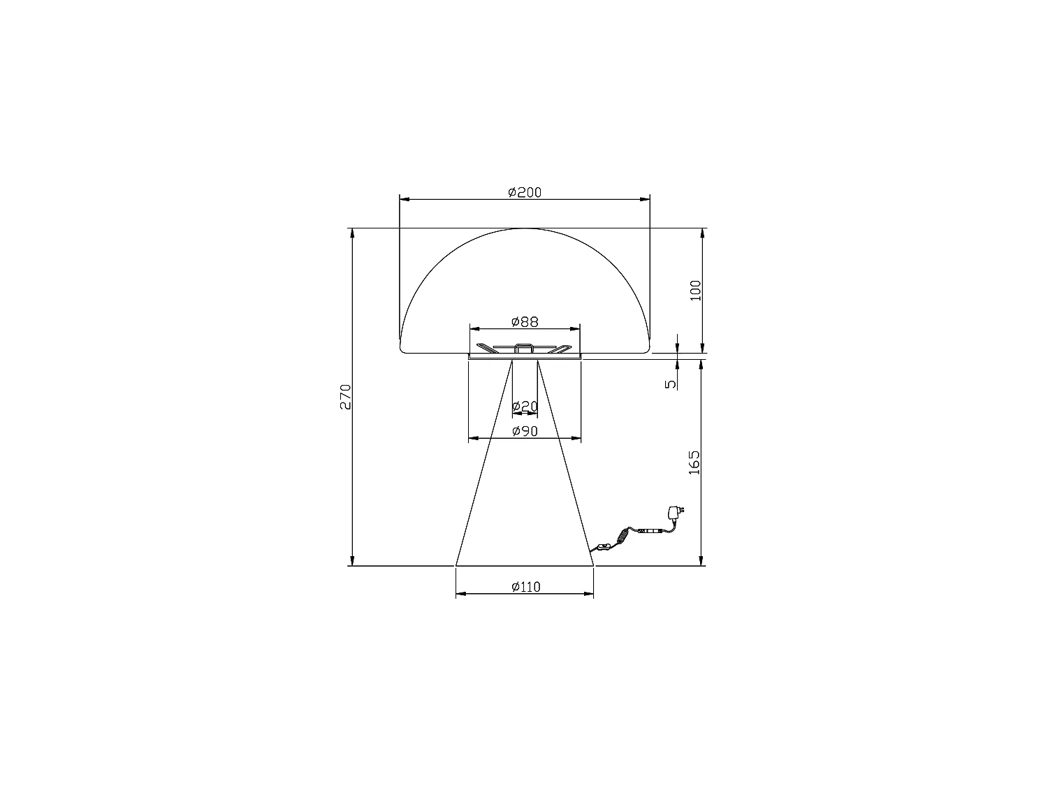 Lámpara de mesa LED Blip de 7 W con control táctil y tecnología CCT de 2700 K a 4000 K, estructura metálica y cristal soplado, color negro - Blip