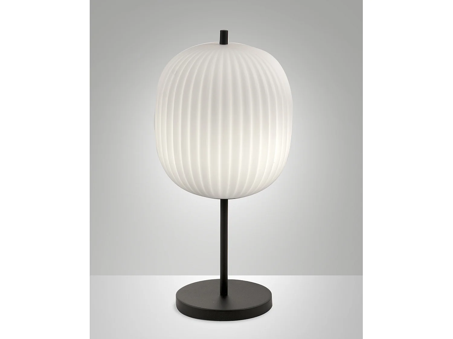Lámpara de mesa elegante de vidrio soplado y metal negro Domizia-T