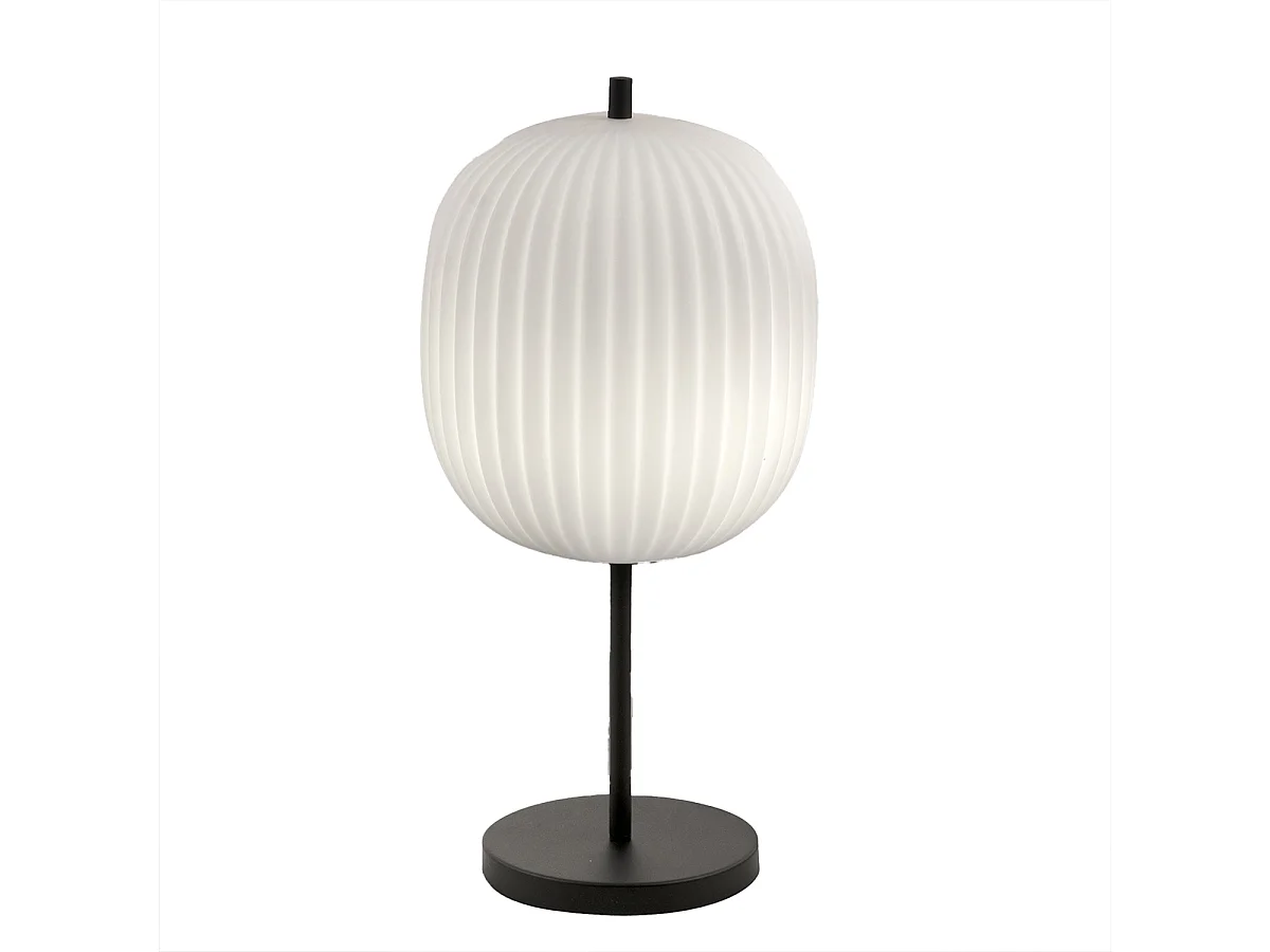 Lámpara de mesa elegante de vidrio soplado y metal negro Domizia-T