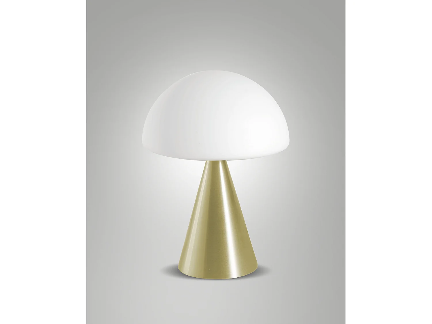 Lámpara de mesa LED Blip de 7 W con control táctil y tecnología CCT de 2700 K a 4000 K, estructura metálica y cristal soplado, color latón - Blip