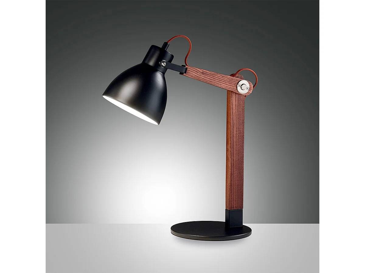 Lámpara de mesa de escritorio moderna de madera diseño nórdico Sveva-T - Negro