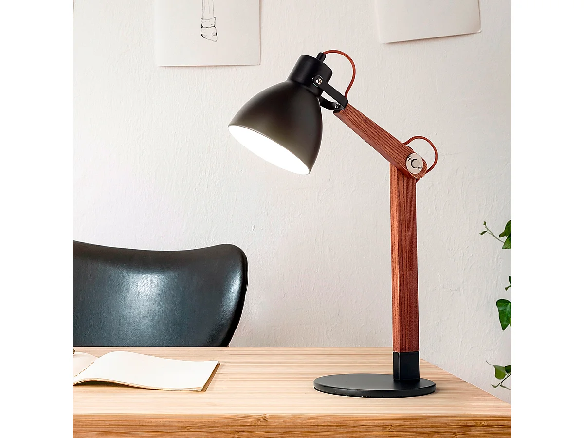 Lámpara de mesa de escritorio moderna de madera diseño nórdico Sveva-T - Negro
