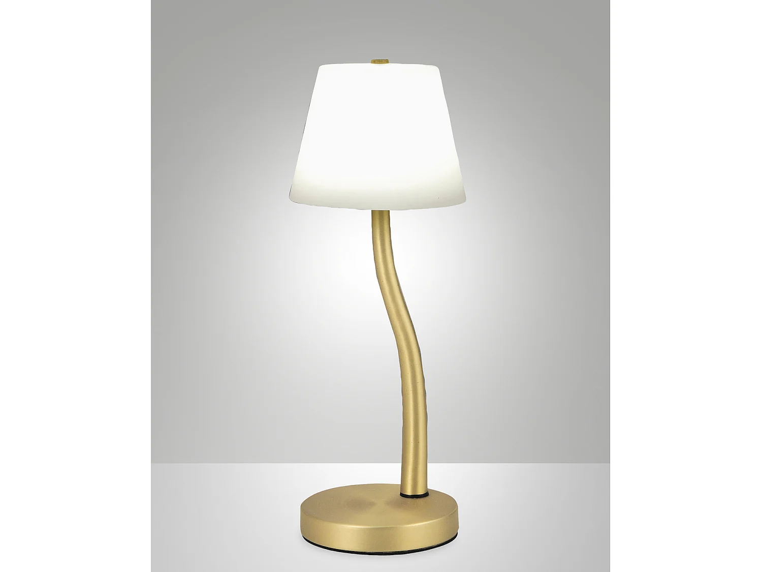 Lámpara de mesa LED Ibla 9W 750lm 3000K, regulable mediante tacto, estructura de metal y cristal soplado, color latón satinado - Ibla