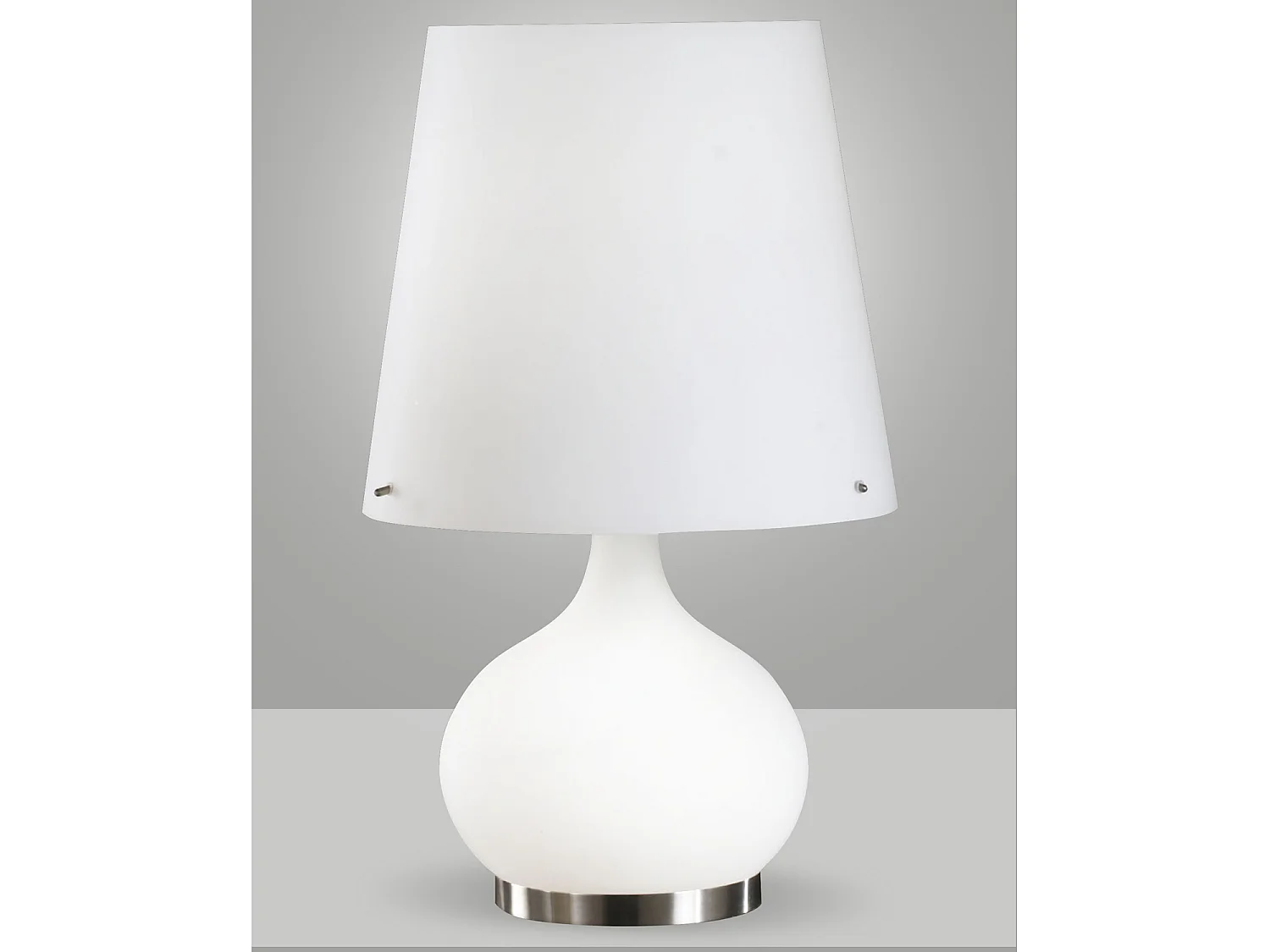 Lámpara de mesa Ade Design metal y vidrio soplado blanco con doble interruptor, casquillos E14 40W y E27 100W, diseño moderno código 2533-35-102