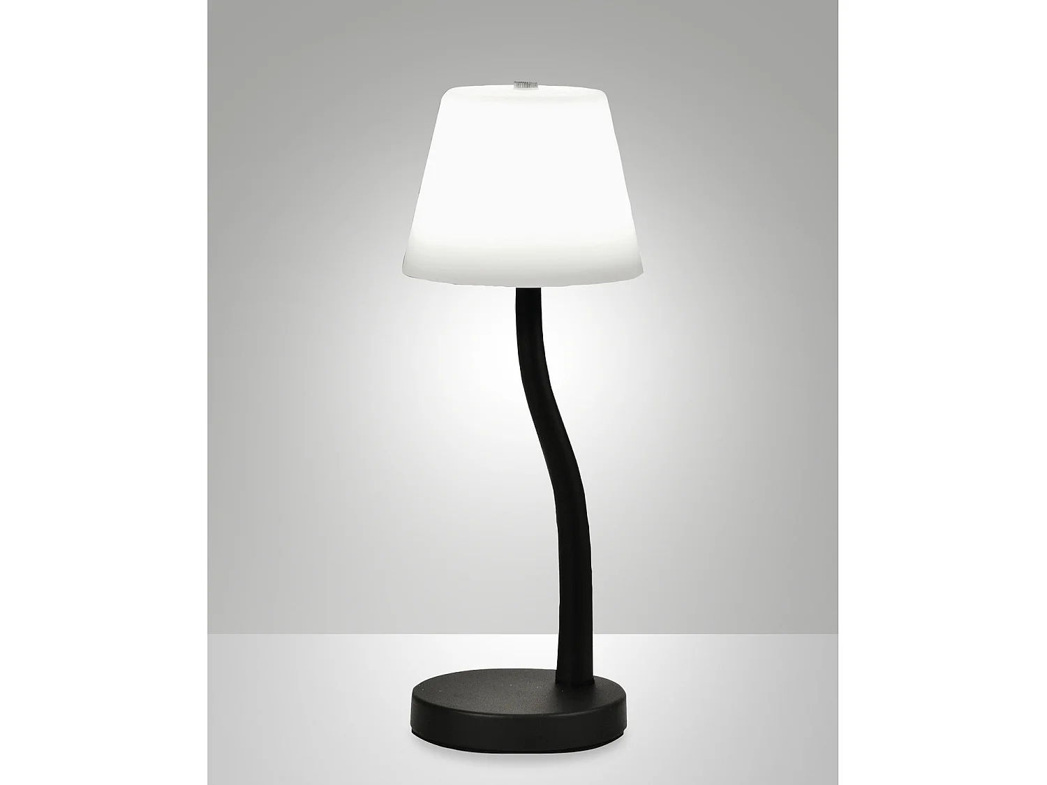 Lámpara de mesa LED Ibla, 9W, 750lm, 3000K, regulable mediante tacto, estructura de metal y cristal soplado, color negro - Ibla